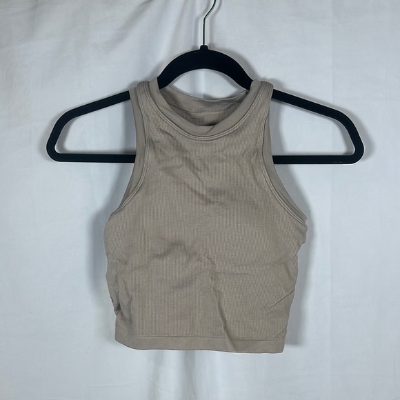 Tan Sleeveless Fitted Crop Tank Top - Picture 1 of 5